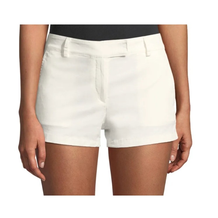 Theory Bennie Garment-Dyed Twill Shorts White Cotton Minimalist Tailored Size 2
